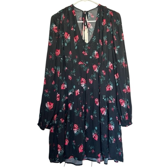A new day Floral Black Dress size large - Picture 1 of 5